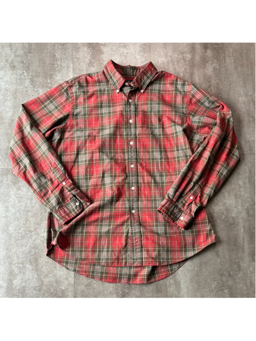 Polo Ralph Lauren Plaid Button Up Shirt Mens XL Green Red Custom Fit
